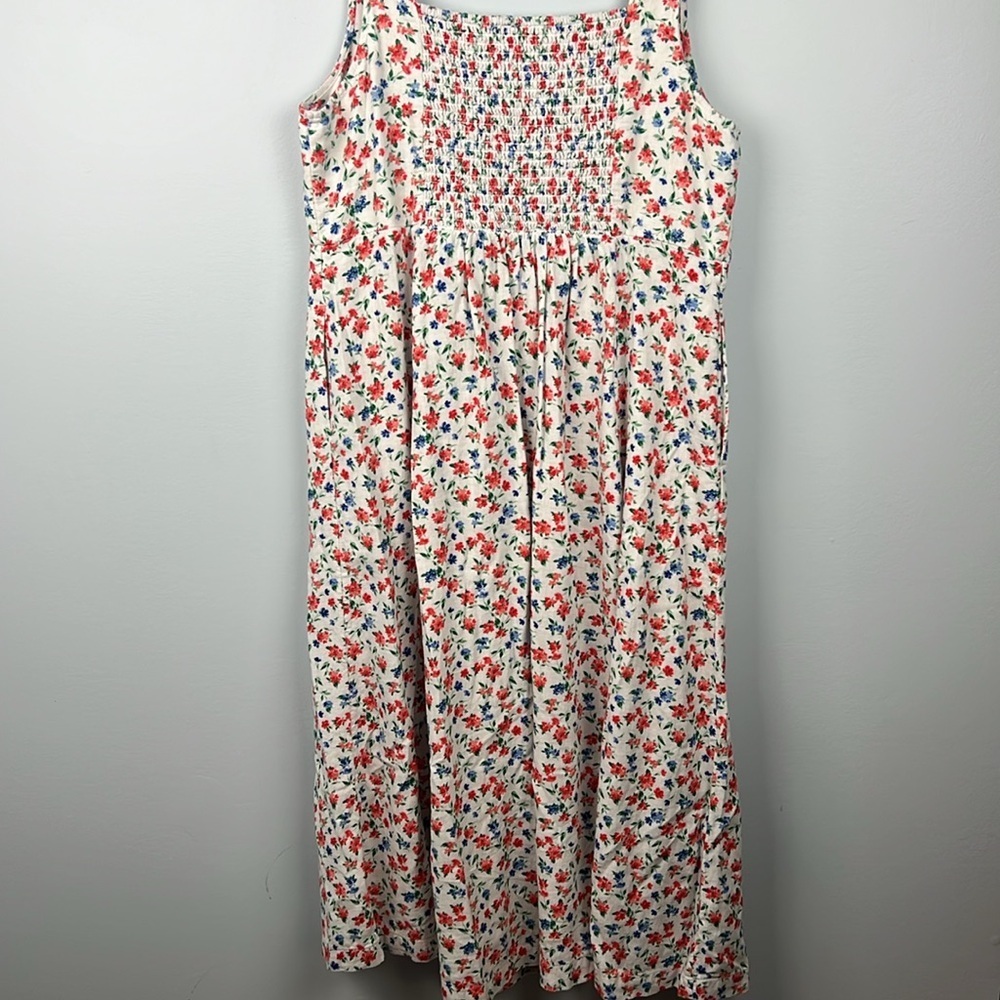 Old navy XL linen blend floral pattern sleeveless smock summer maxi dress - Picture 12 of 12